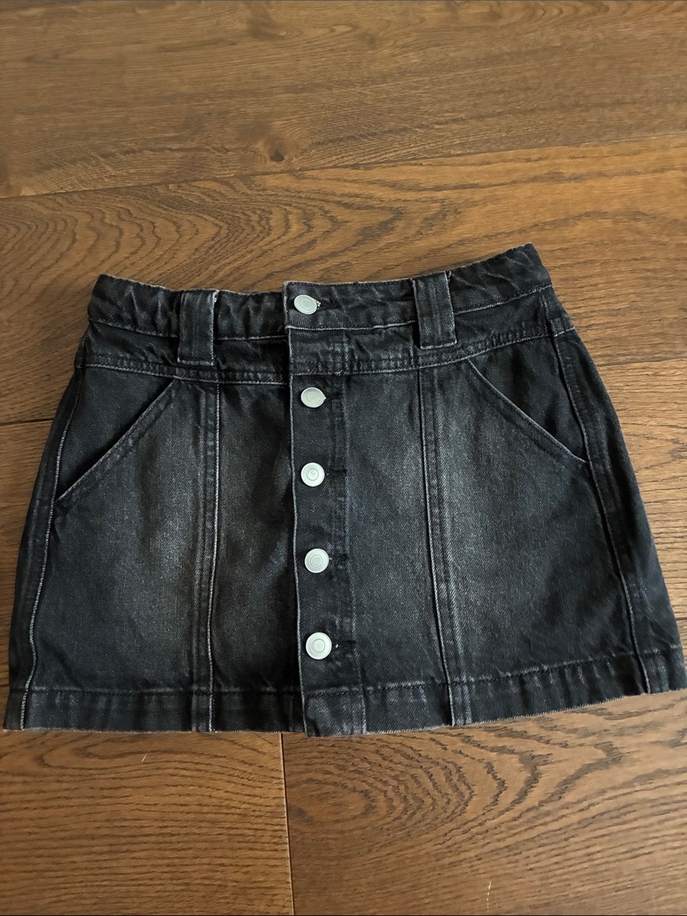 Altar'd State Black Button-Front Mini Skirt